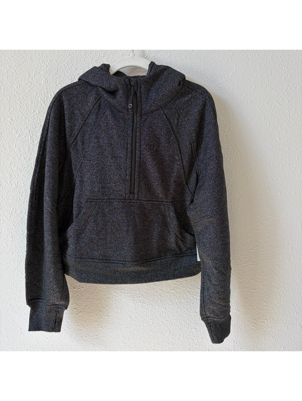Lululemon Scuba Oversized Half Zip Hoodie Sparkle Black Silver Size XS Small